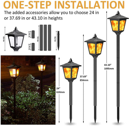 Lampes solaires de jardin Lighteme - Torches décoratives pour patio extérieur, 43 po, lampes de clôture à flammes - Lot de 2 