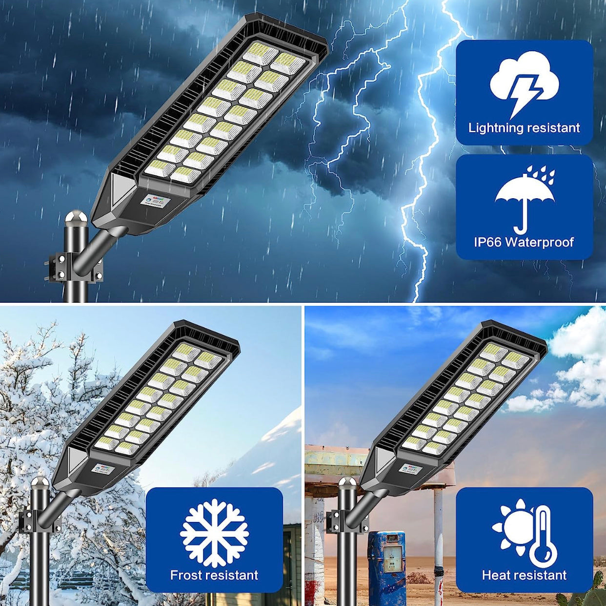 Lighteme 2er-Pack 1600 W Solar-Straßenlaternen für den Außenbereich, 90.000 Lumen, Dämmerung bis Morgengrauen, mit Fernbedienung und Bewegungssensor 