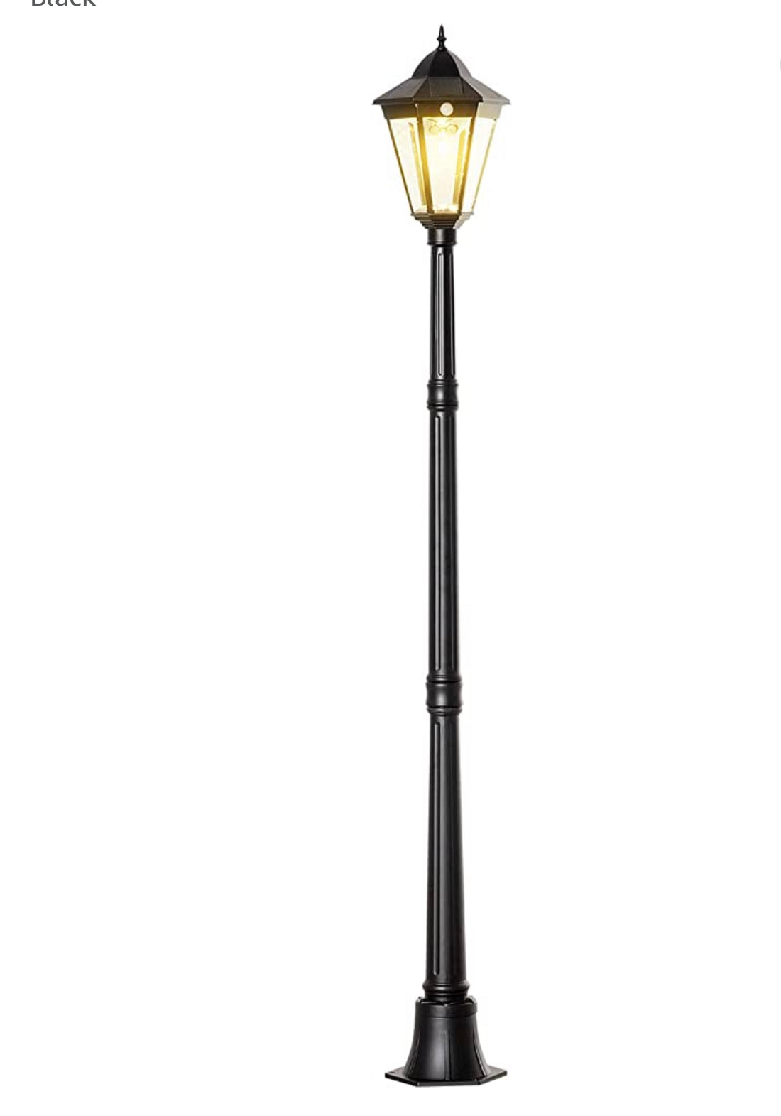 Lampadaire solaire Lighteme 77 pouces, lampadaire d'extérieur vintage étanche en aluminium et verre 