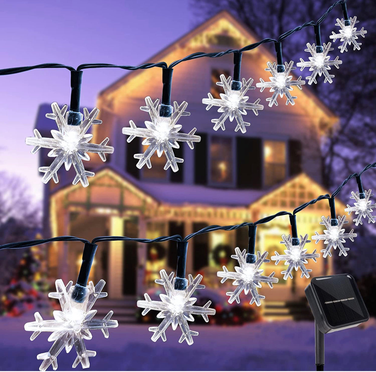 Guirlande lumineuse solaire Lighteme de 10 m, 100 LED, 8 modes d'éclairage, étanche