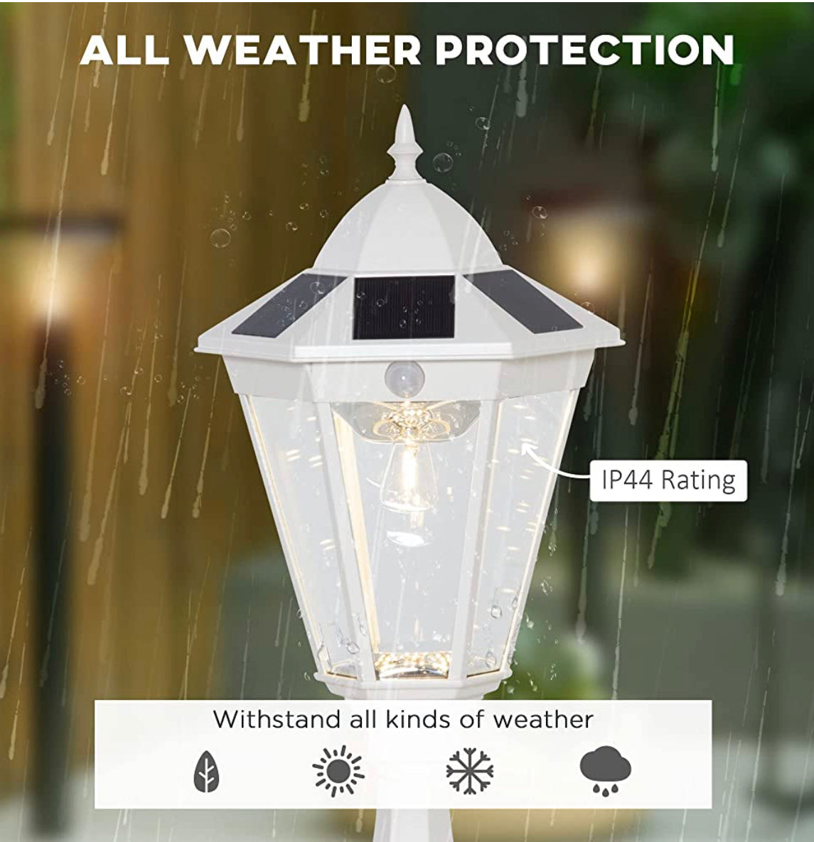 Lighteme 22" Solar Lamp Post Light, Outdoor Fixture with All Weather Aluminum, Motion Activated