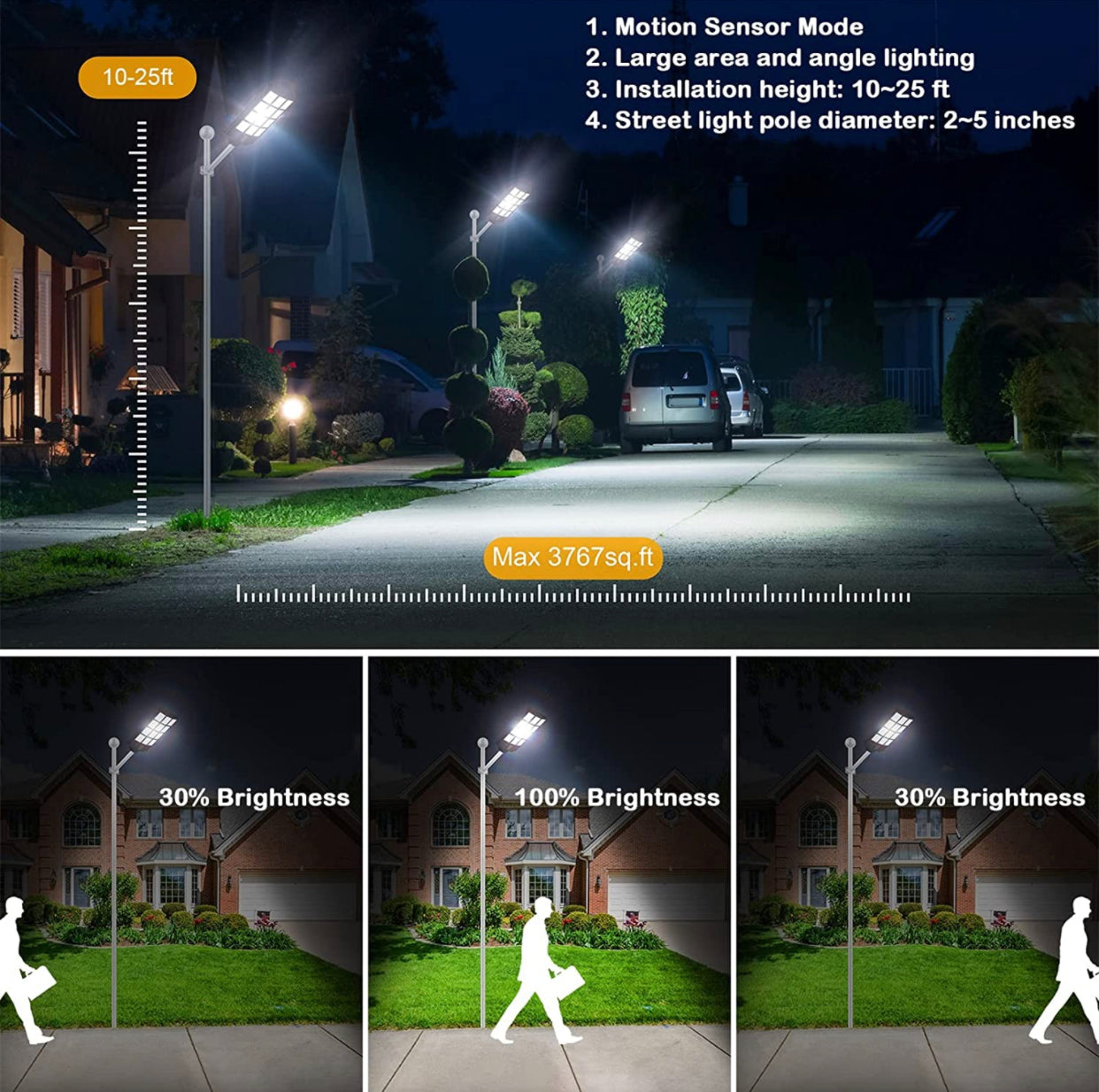 Kommerzielles Solarstraßenlaterne Lighteme 1200W, Parkplatz-Licht 100000LM von der Dämmerung bis zum Morgengrauen mit Direktübertragung