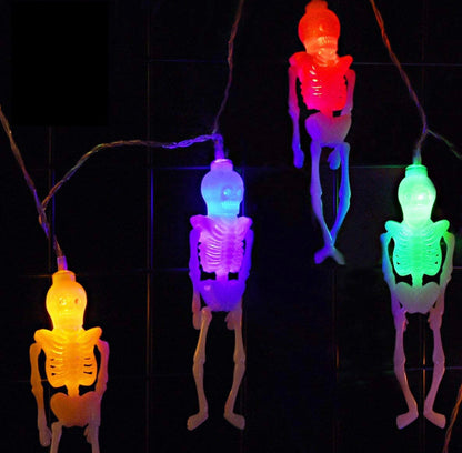 Guirlande lumineuse solaire Lighteme de 3 m, motif squelette, pour Halloween, 20 LED, 2 modes d'éclairage