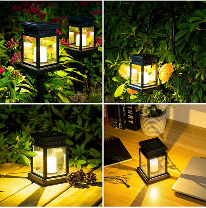Lighteme 8 Pack Solar Pathway 10 lumen Hanging Candle Lantern Light- Warm White