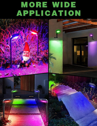 Lighteme Solar Pathway Lights, 4-Pack Color Glow LED Landscape Lighting-20 Lumen