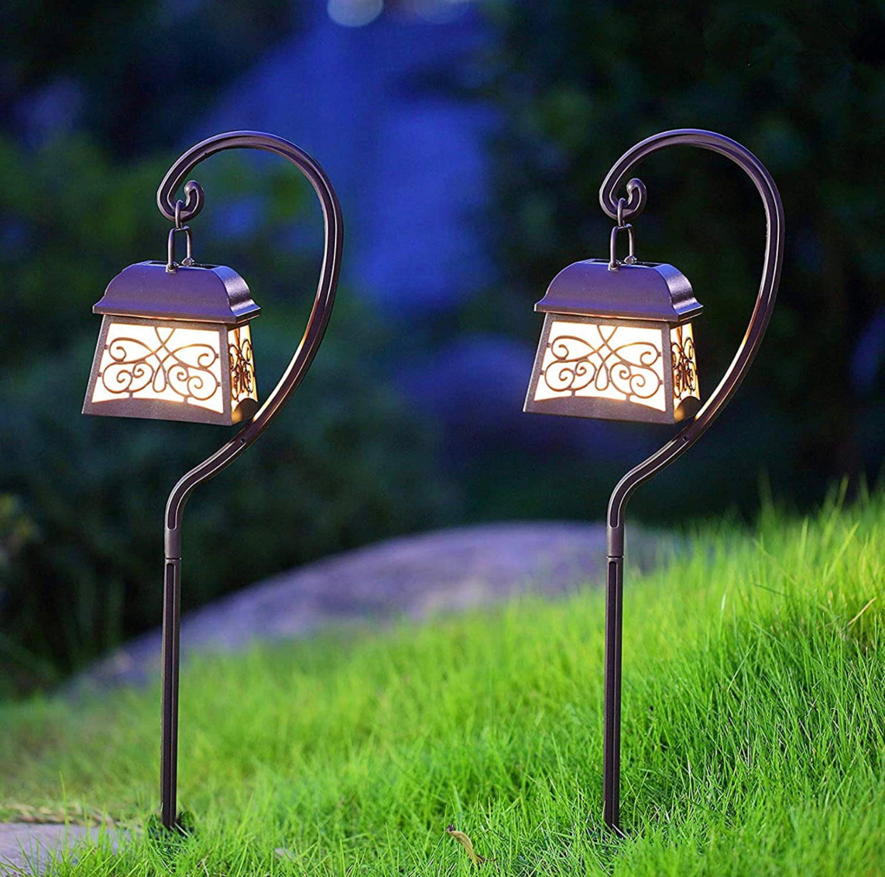 Lighteme 22 Inch Hanging Solar Lights Multipurpose Shepherd Hook 4-Pack
