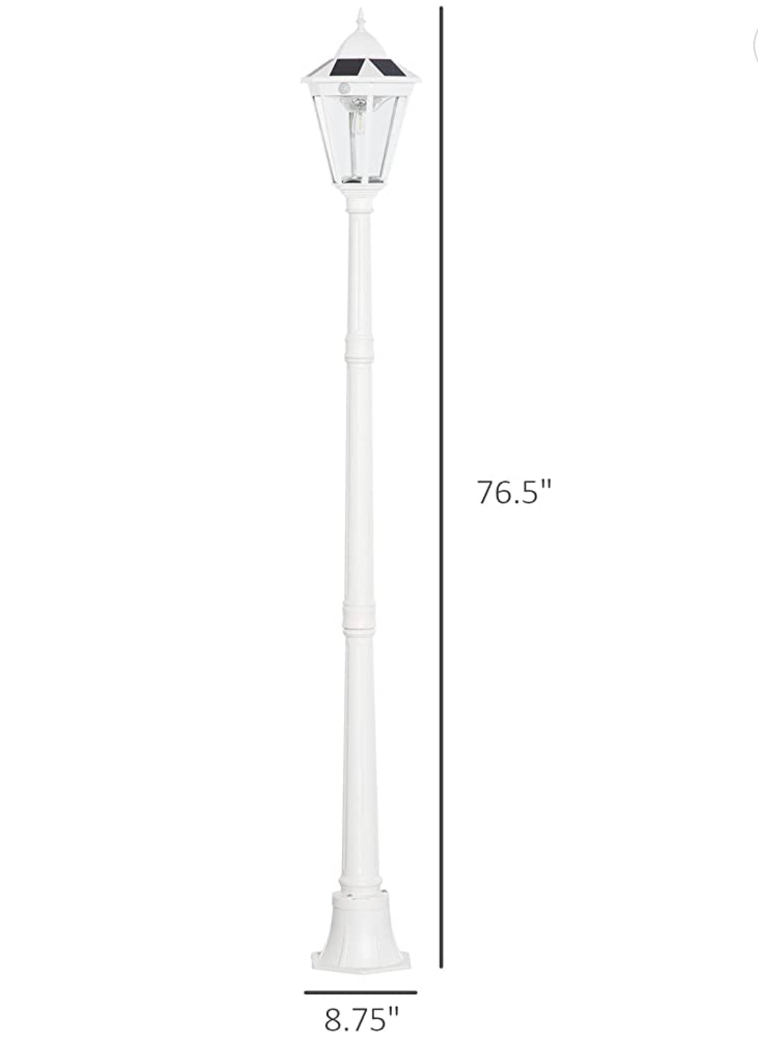 Lampadaire solaire Lighteme 77 pouces, lampadaire d'extérieur vintage étanche en aluminium et verre 