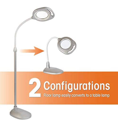 Lighteme 2-in-1-LED-Lupenleuchte für Steh- und Tischleuchten – Freihändige LED-Lupenleuchte in optischer Qualität, modernes Design zum Basteln, Nähen, Lesen und Handarbeiten