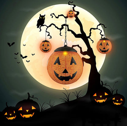 Lanterne solaire suspendue d'extérieur Lighteme pour Halloween, lanterne décorative de jardin en métal, LED solaire, étanche, ronde
