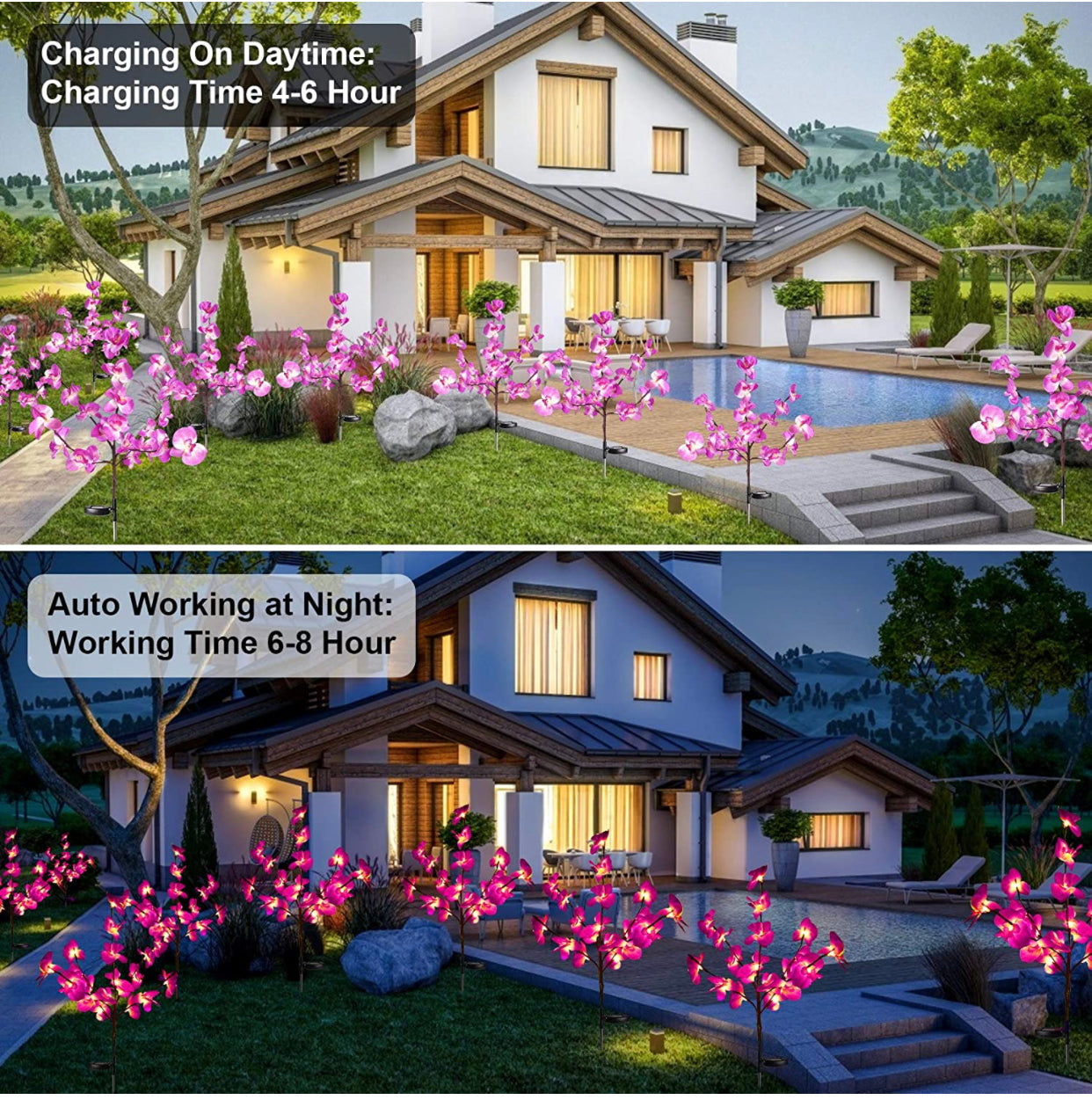 Lighteme 2er-Pack Solar-Orchideen-Blumenlichter - 40 Blumen 