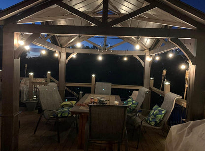Lighteme Outdoor String Lights 48Ft Plug-In Anti Glare, Beautiful Gold Tip LED Bulbs - 48 Ft