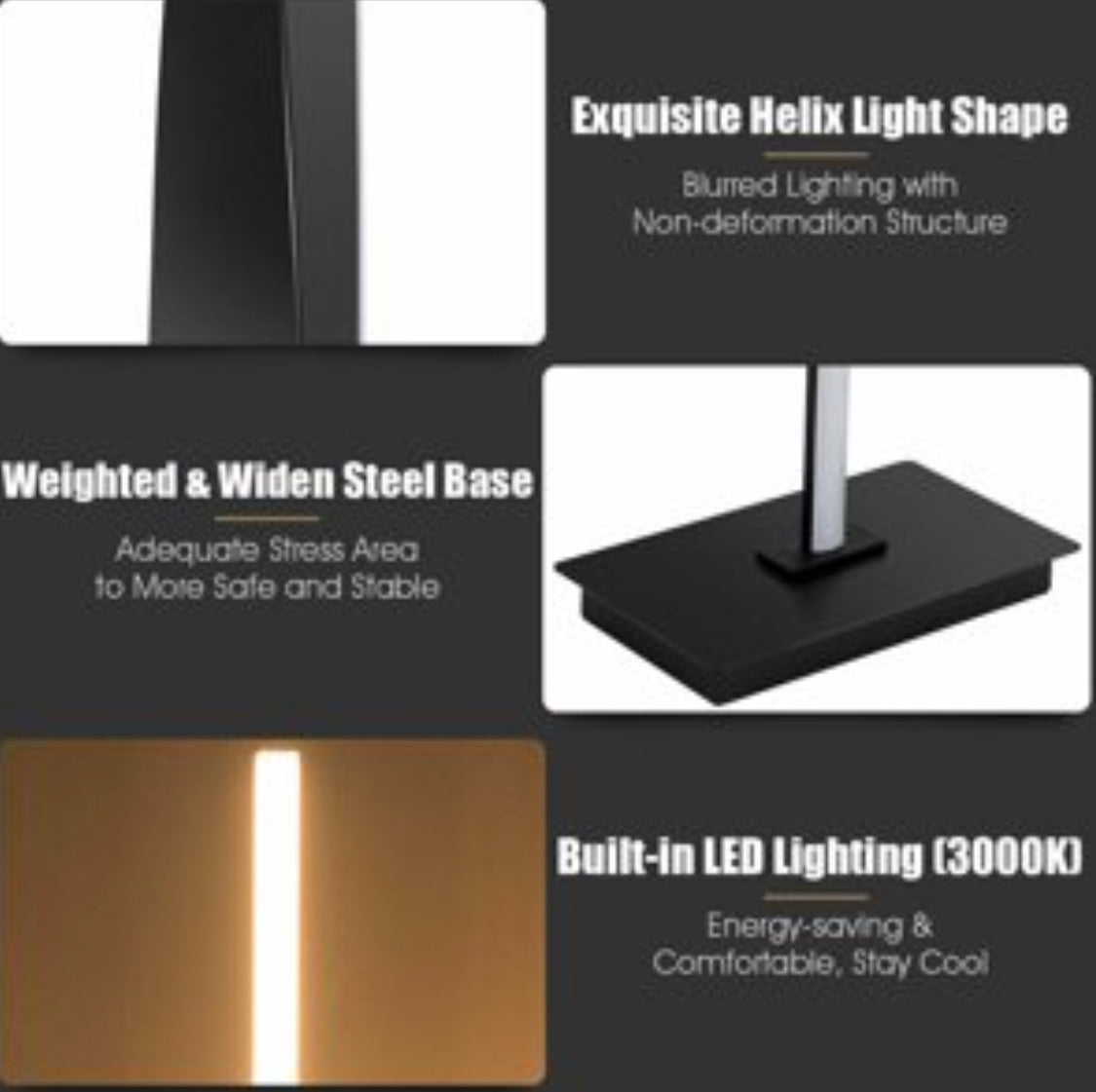 Lighteme Moderne LED-Stehleuchte für helle Beleuchtung im Wohnzimmer – 122 cm hoch, dimmbar