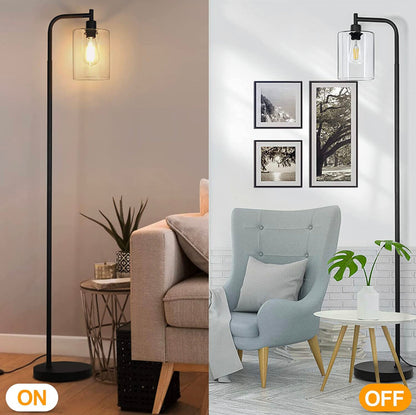 Lampadaire industriel Lighteme, lampes sur pied modernes avec abat-jour suspendu en verre transparent 