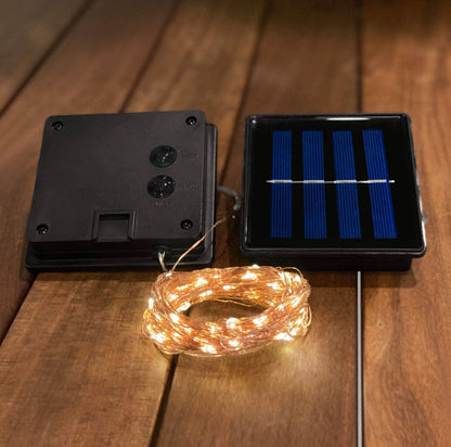 Guirlande lumineuse solaire d'extérieur Lighteme, lot de 2, fil de cuivre, étanche, avec 8 modes d'éclairage