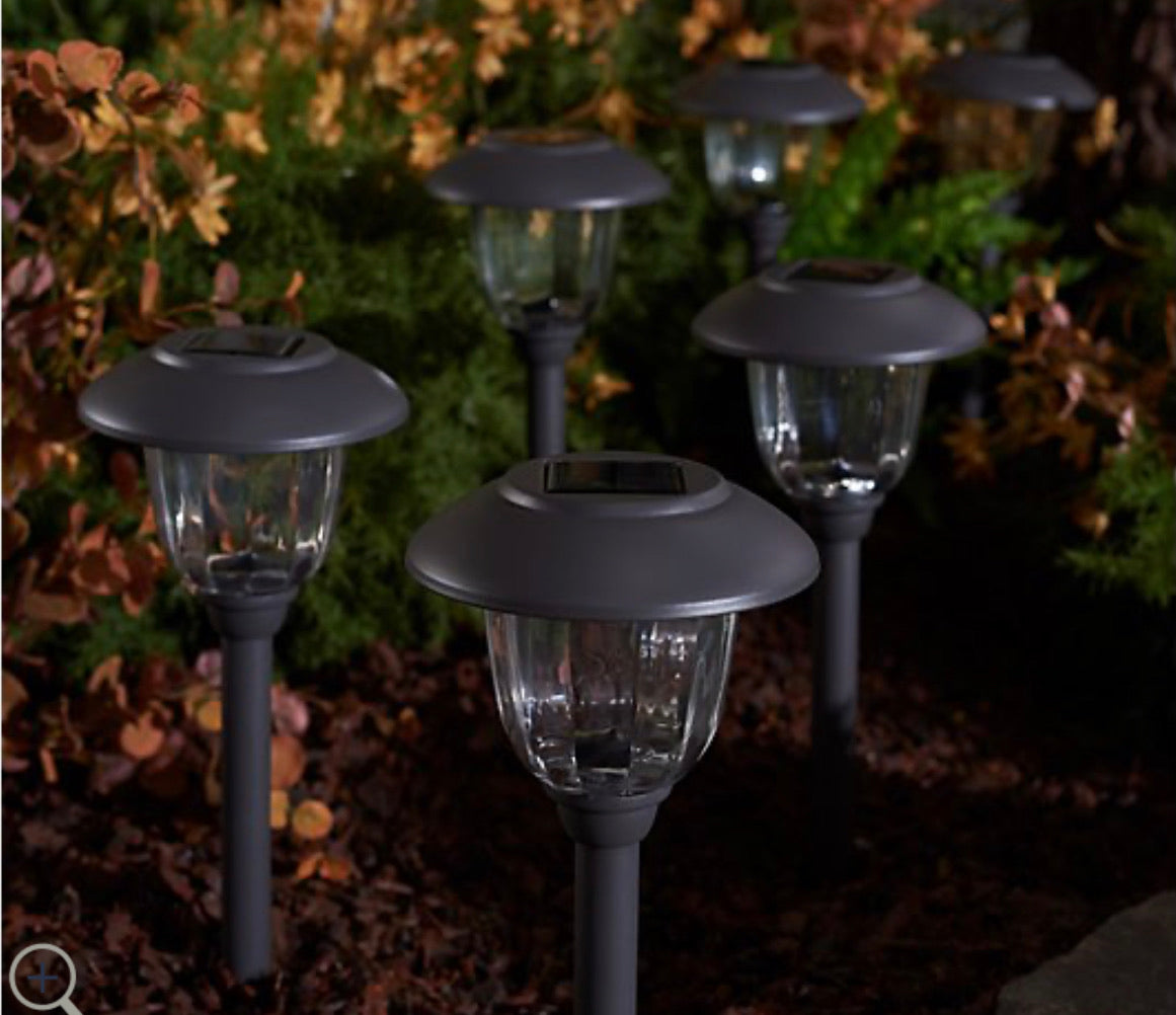 Lighteme 16-Piece Solar Pathway Lights Glass and Aluminum, 16 Lumen
