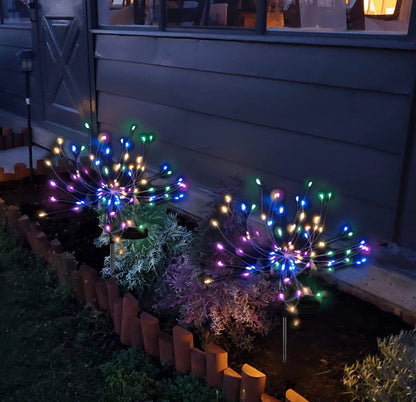 (Lot de 2) Guirlande lumineuse solaire de jardin Lighteme avec feux d'artifice et 2 modes d'éclairage : clignotant et fixe 