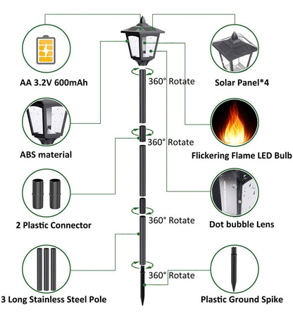 Lampes solaires de jardin Lighteme - Torches décoratives pour patio extérieur, 43 po, lampes de clôture à flammes - Lot de 2 