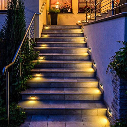 Lot de 6 lampes solaires d'extérieur Lighteme à 30 LED en acier inoxydable pour terrasse et escaliers 