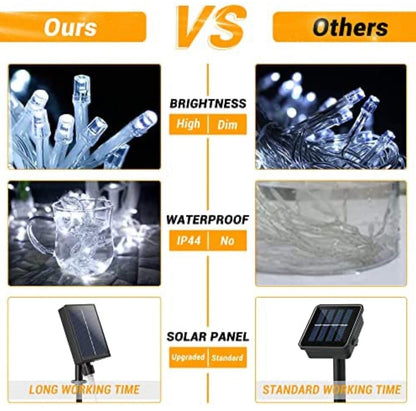 Guirlande lumineuse solaire d'extérieur Lighteme de 50 m, fil blanc, 500 LED, 8 modes, minuterie et télécommande.