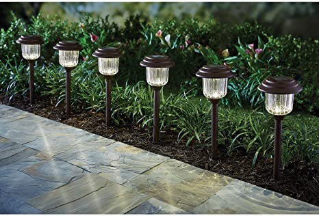 Lighteme Solar LED Pathway Lights, Oil-Rubbed Bronze  (6 Pack)