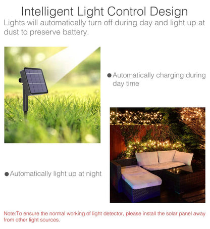 Guirlande lumineuse solaire d'extérieur Lighteme, lot de 2, fil de cuivre, étanche, avec 8 modes d'éclairage