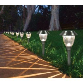 Lighteme Solar LED Pathway Lights, Stainless Steel 12 Lumens (6 Pack)