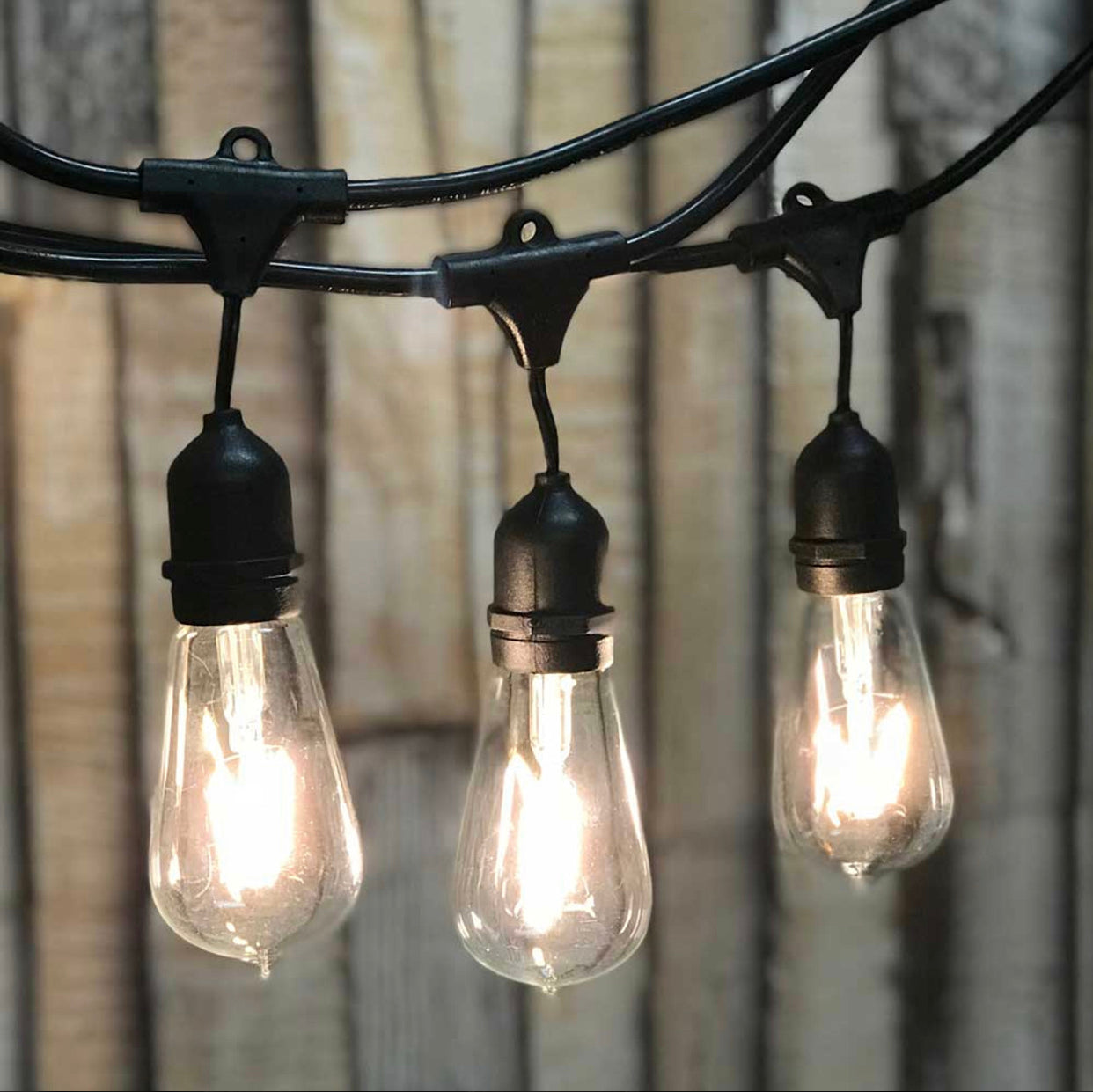 Lighteme 48Ft Pro Vintage Edition Plug-In Outdoor Heavy Quality Commercial String Lights-15 Bulbs