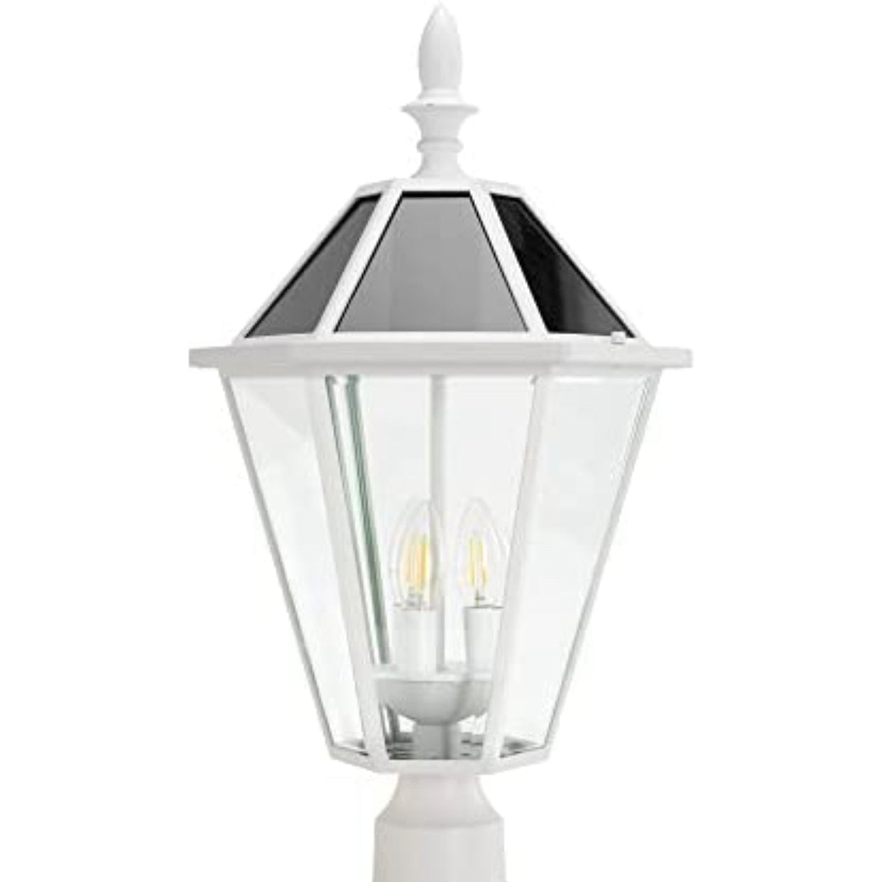 Lighteme LED-Solar-Zaunkappenleuchten, Dämmerung bis Morgengrauen, Vintage-Straßenlaternen, 300 lm, 2700 K, Aluminiumguss