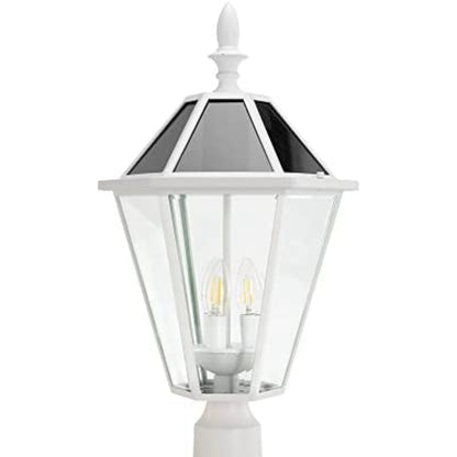 Lighteme LED-Solar-Zaunkappenleuchten, Dämmerung bis Morgengrauen, Vintage-Straßenlaternen, 300 lm, 2700 K, Aluminiumguss