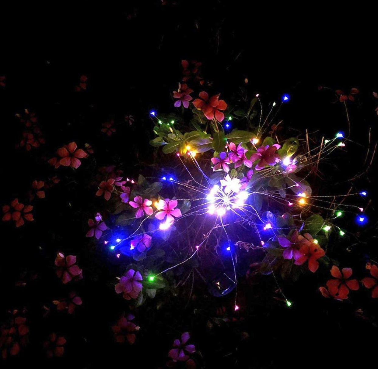 (Lot de 2) Guirlande lumineuse solaire de jardin Lighteme avec feux d'artifice et 2 modes d'éclairage : clignotant et fixe 