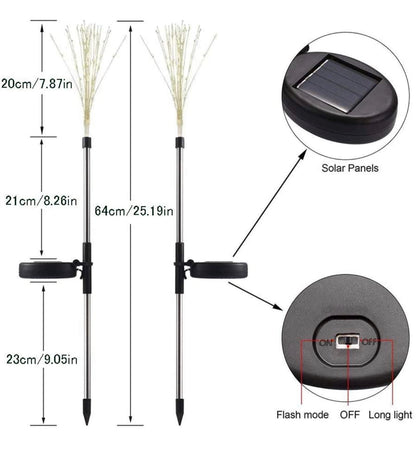 (Lot de 2) Guirlande lumineuse solaire de jardin Lighteme avec feux d'artifice et 2 modes d'éclairage : clignotant et fixe 
