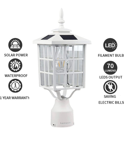 Lighteme LED-Solar-Pfostenleuchte aus Aluminiumguss mit 3-Zoll-Montagesockel für die Befestigung von Gartenpfosten im Freien 