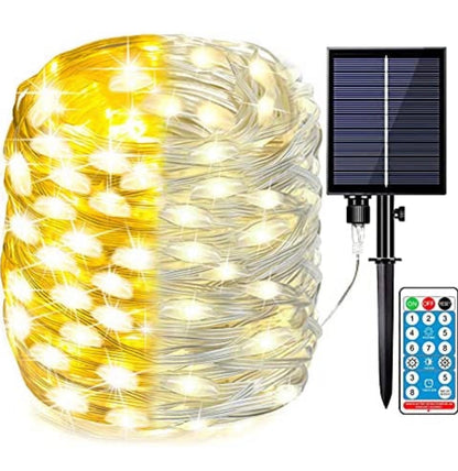 Guirlande lumineuse solaire d'extérieur Lighteme, lot de 2, fil de cuivre, étanche, avec 8 modes d'éclairage
