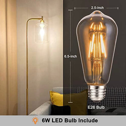 Lampadaire industriel Lighteme, lampes sur pied modernes avec abat-jour suspendu en verre transparent 