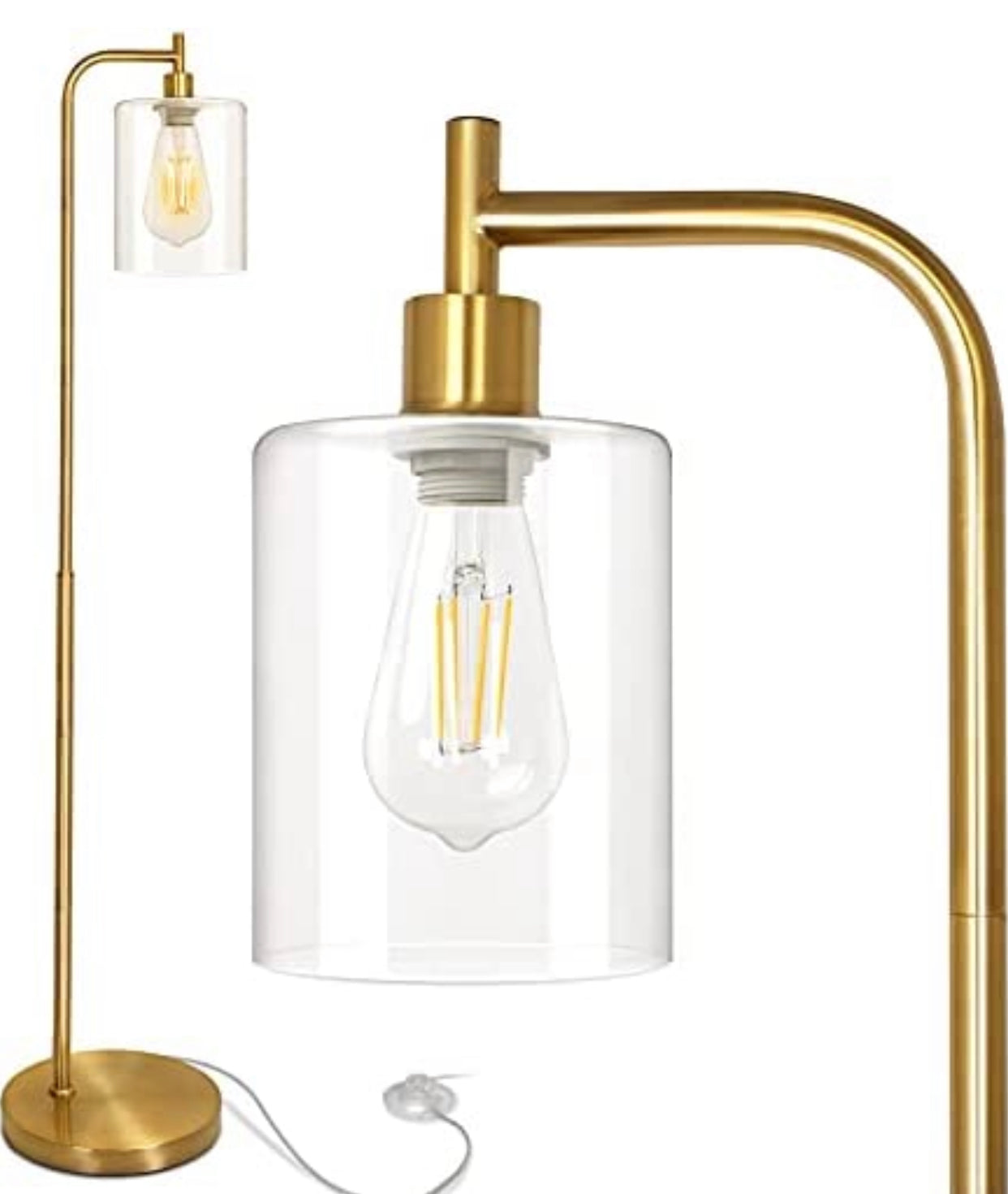 Lampadaire industriel Lighteme, lampes sur pied modernes avec abat-jour suspendu en verre transparent 