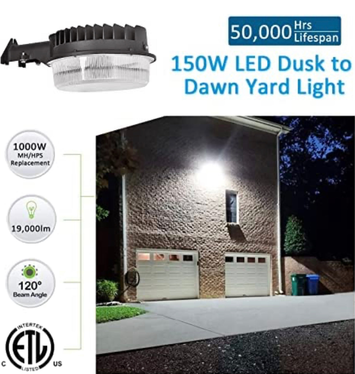 Lighteme LED-Scheunenlicht, 5000 K Tageslicht, 2000 lm, Dämmerung bis Morgengrauen, LED-Außenhoflicht mit Fotozelle 