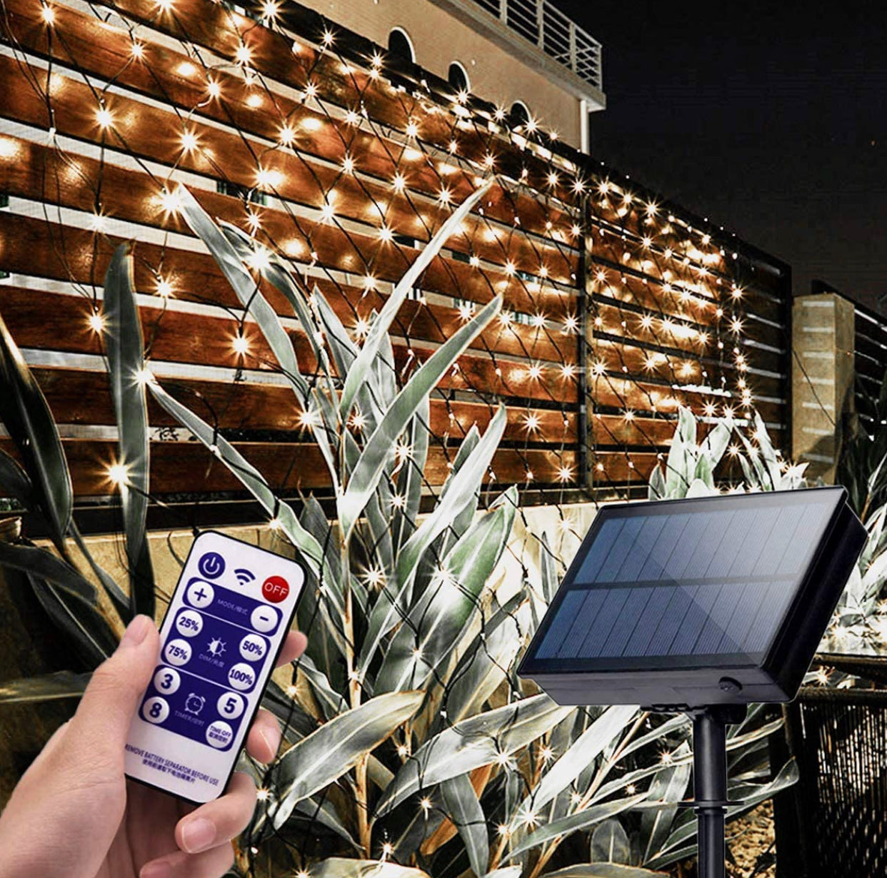 Guirlande lumineuse solaire Lighteme 360 ​​LED avec télécommande, 3,6 m x 1,5 m, pour clôture
