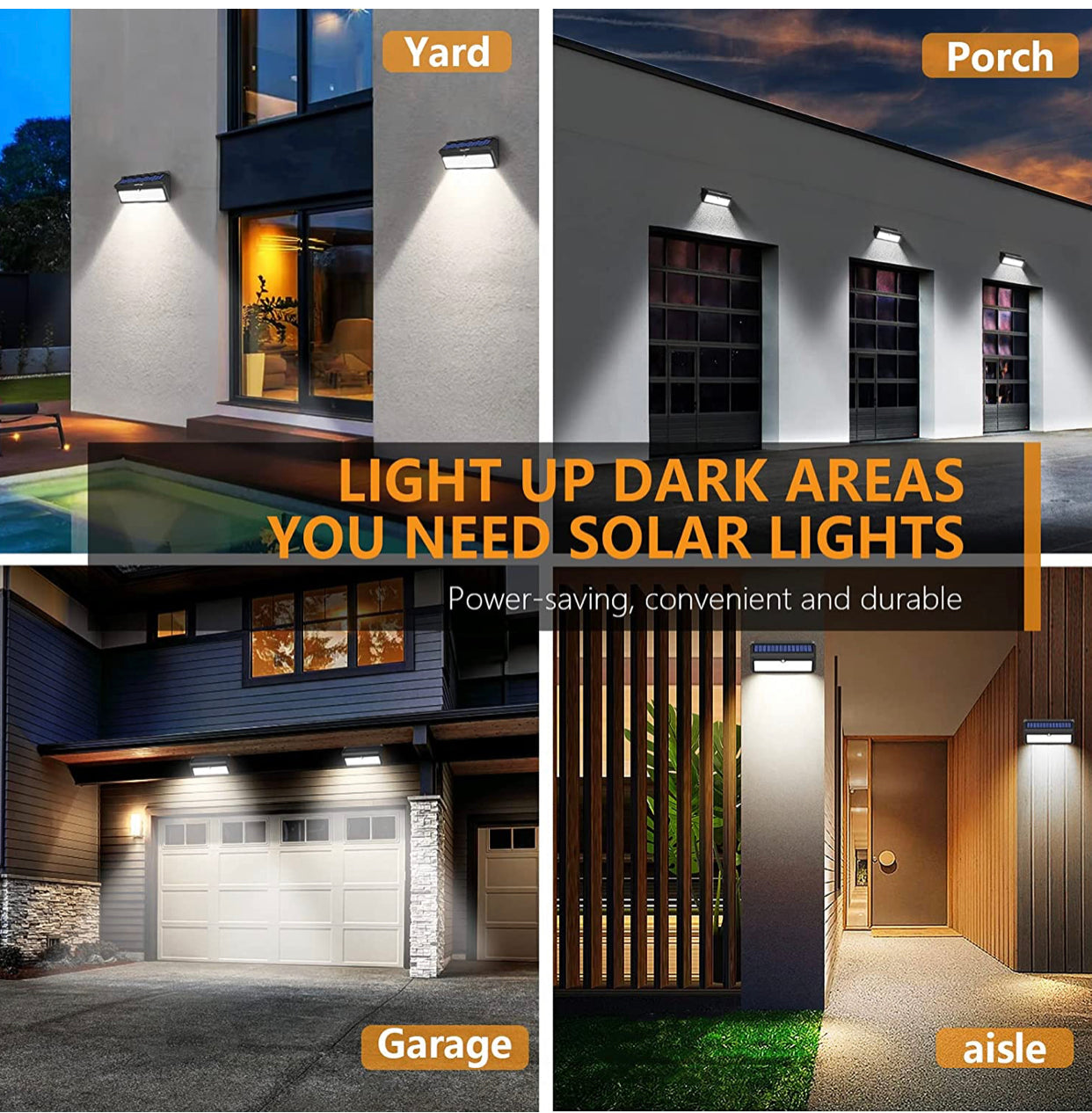 Lighteme Solar-Außenleuchten, 100 LEDs, Bewegungsmelder, Solar-Sicherheitsleuchten, 4er-Pack 