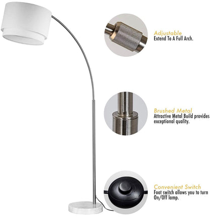 Lighteme Arc Stehlampe mit einzigartiger Hängetrommel – über der Couch gewölbt 