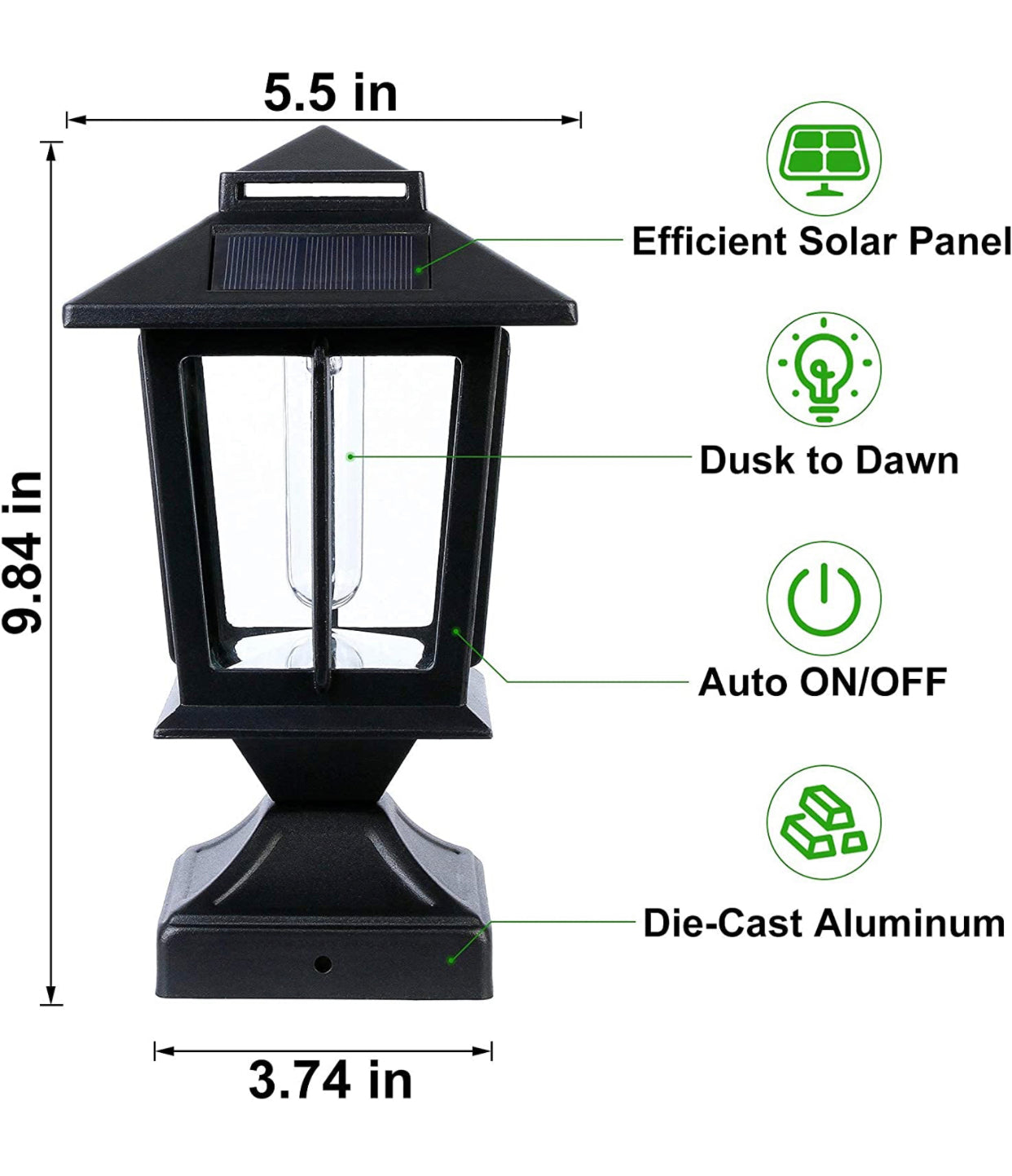 Lighteme Solar-Pfostenleuchten aus Metall, 4 x 4, für den Außenbereich, wasserdichte Zaunpfostenleuchten, 2er-Pack