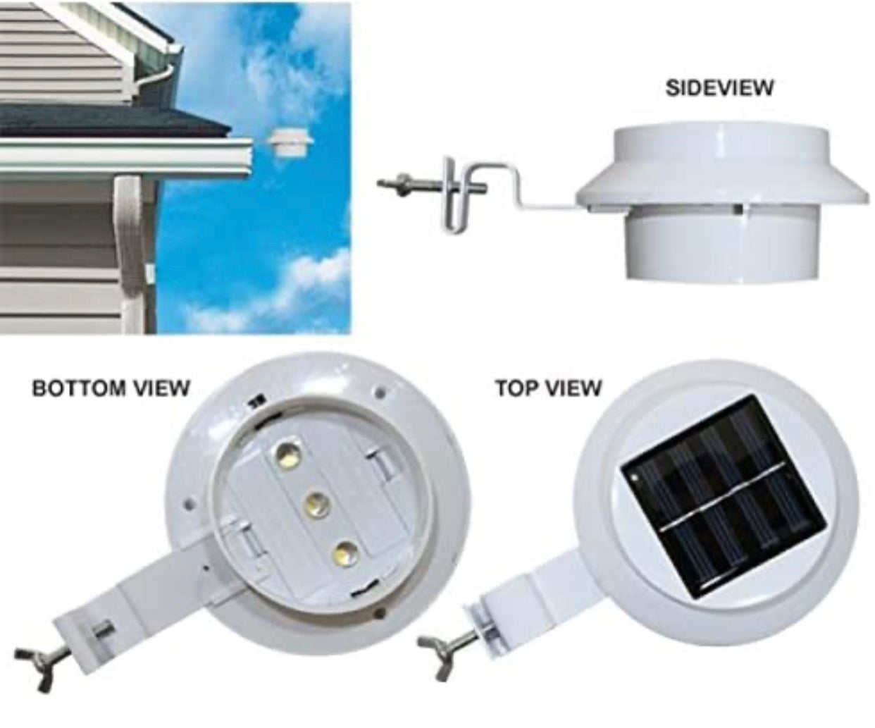 Lighteme Solarbetriebene LED-Zaunleuchte mit Pfostenkappe, 4er-Pack, Schwarz 