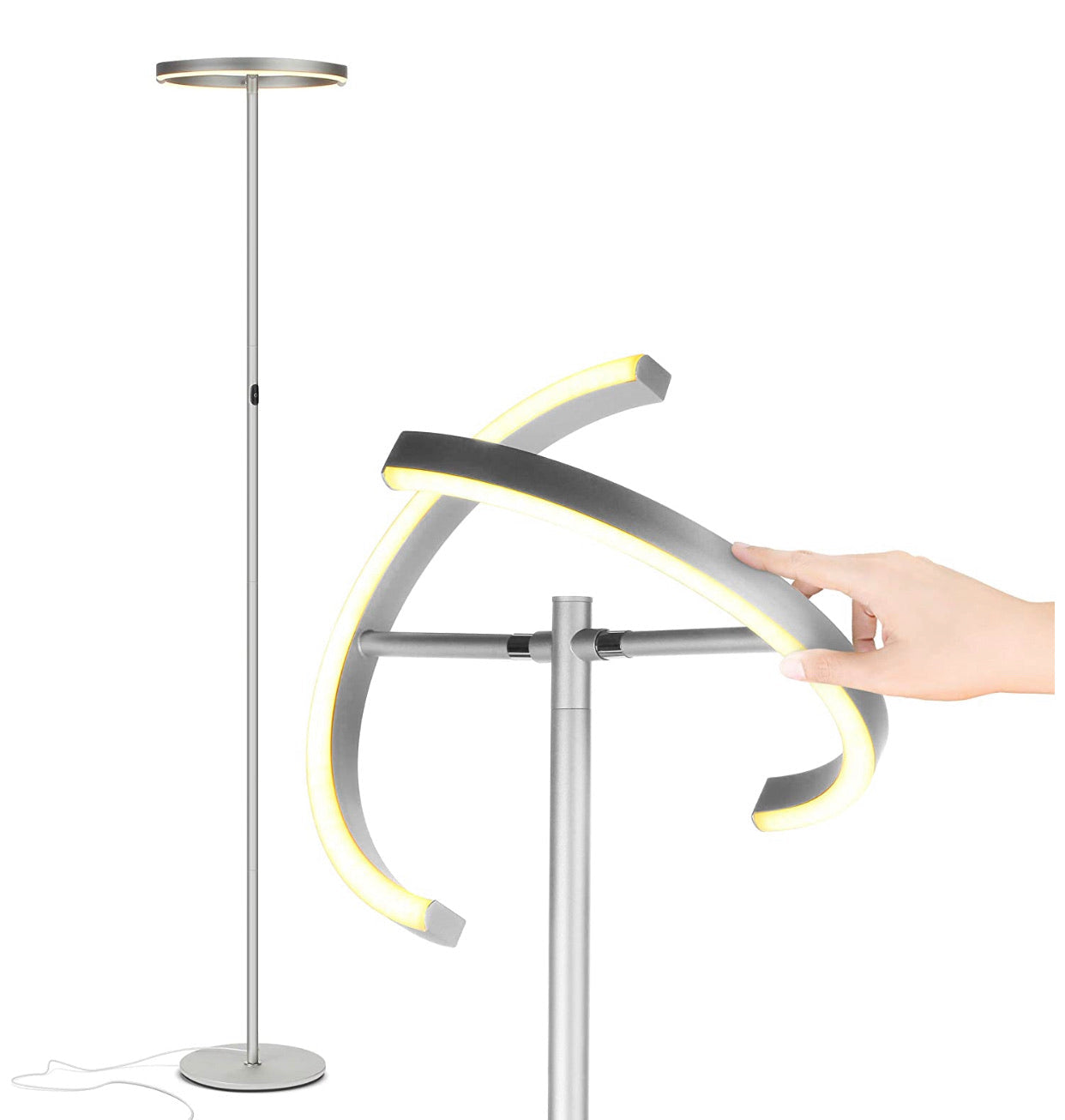 Lighteme Moderne LED-Stehlampe, dimmbares Uplight zum Lesen in Ihrem Schlafzimmer oder Wohnzimmer