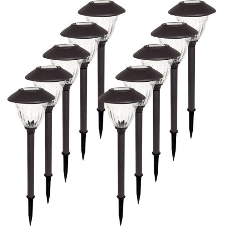 Lot de 10 lampes solaires LED Lighteme pour allées d'extérieur, acier inoxydable (gris)