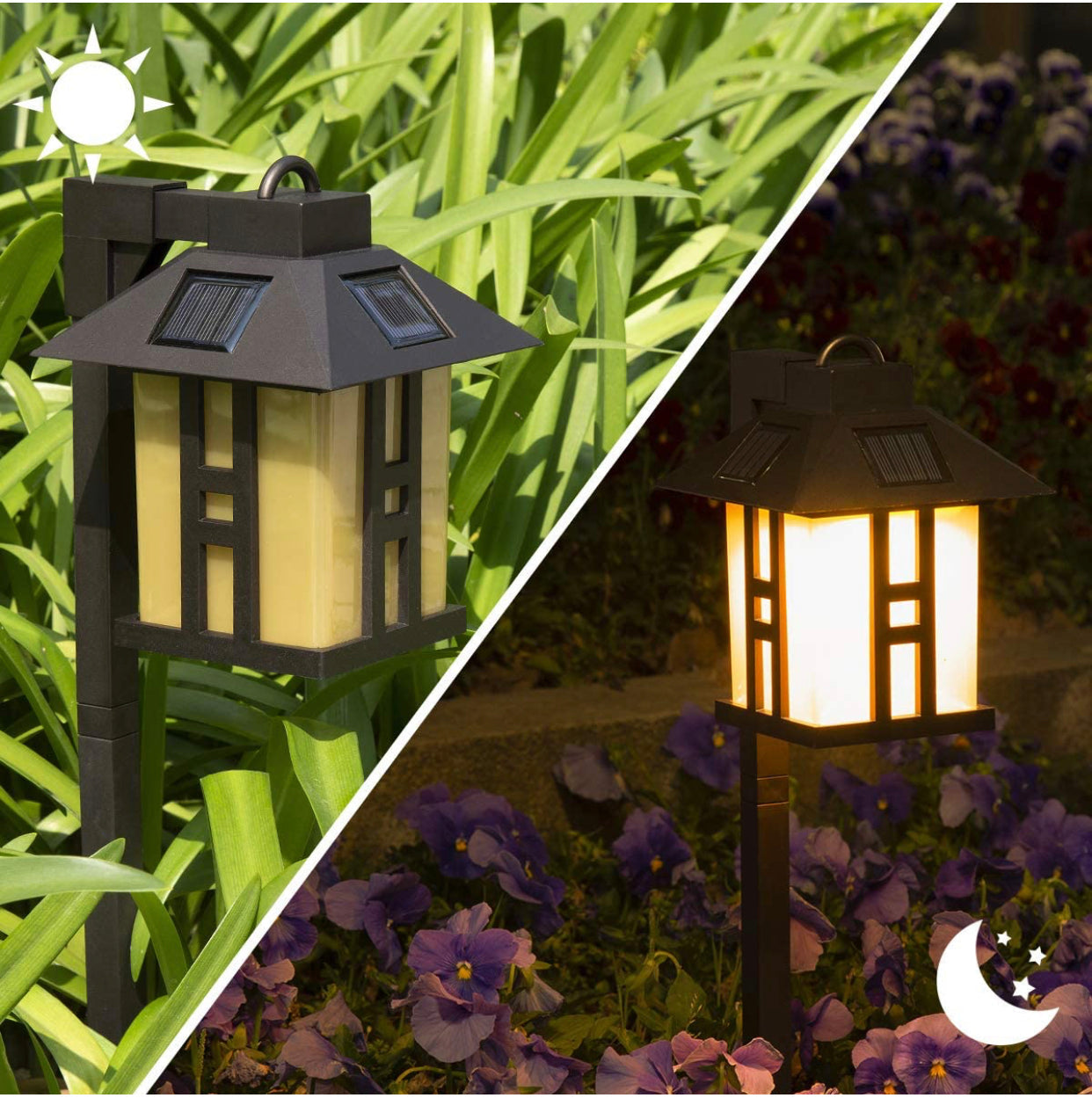 Lot de 4 lampes solaires pour allées de berger Lighteme, style asiatique 