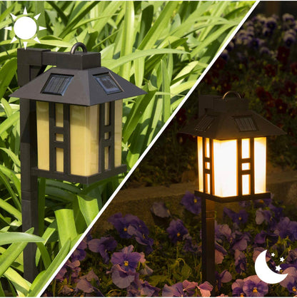Lot de 4 lampes solaires pour allées de berger Lighteme, style asiatique 