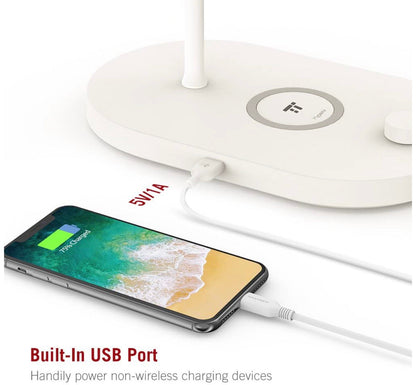 Lampe de chevet LED Lighteme avec chargeur sans fil rapide, 7,5 W, pour iPhone et Android, lampe de table avec port USB (lot de 2)