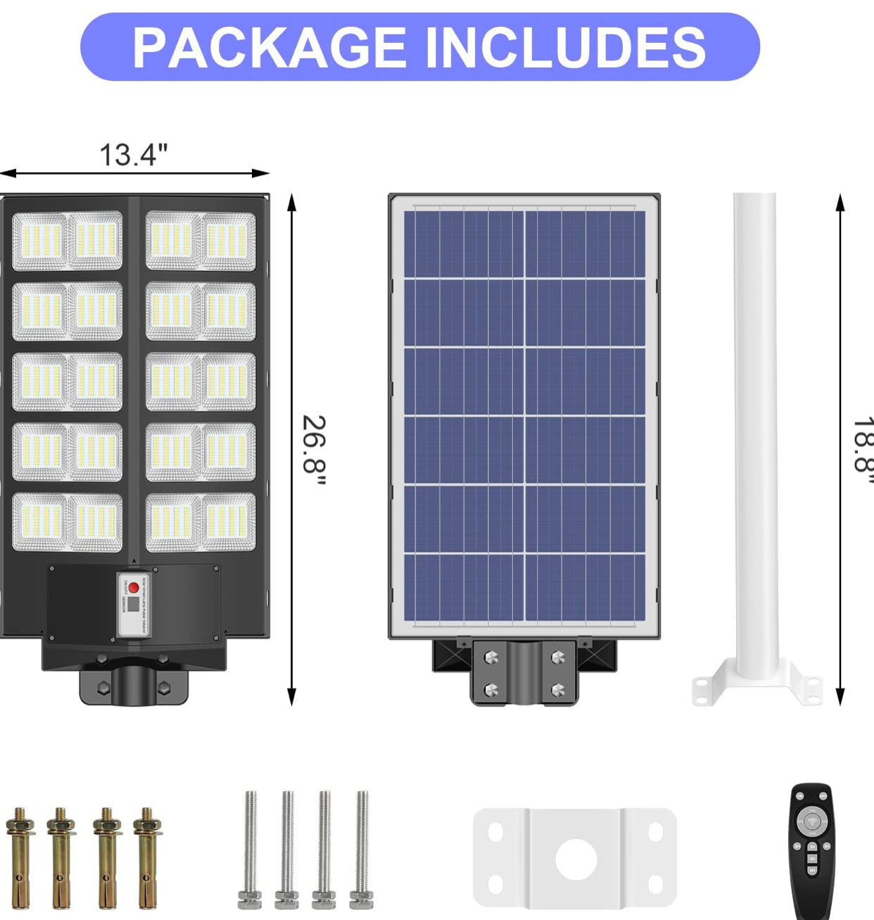 Lighteme 800W kommerzielle Solar-Straßenlaternen, Dämmerung bis Morgengrauen, Bewegungssensor, 75000LM für die Straße mit Fernbedienung
