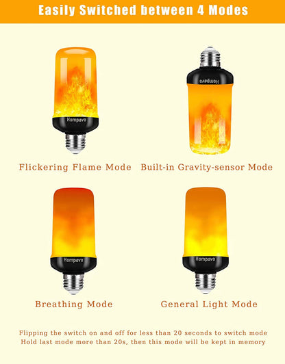 Lighteme LED-Flammenglühbirne, 4 Modi, flackernde Glühbirnen mit Upside-Down-Effekt (4er-Pack) 