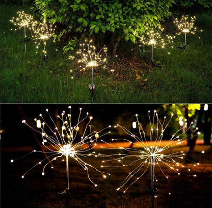 (Lot de 2) Guirlande lumineuse solaire de jardin Lighteme avec feux d'artifice et 2 modes d'éclairage : clignotant et fixe 