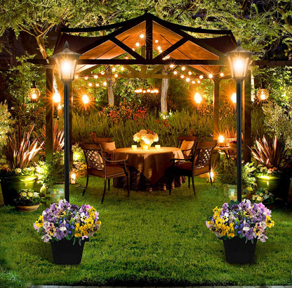 Lampadaire solaire d'extérieur Lighteme de 64 pouces avec jardinière, 70 lumens, à énergie solaire, 4 hauteurs réglables - Noir